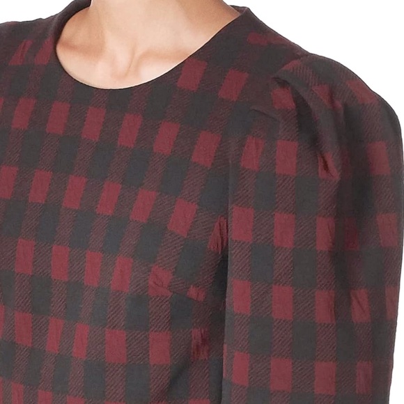 🎉Calvin Klein Checkered Sheath Dress with Puff Sleeves & Round Neckline Sz 10 - Picture 4 of 12